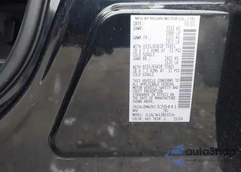 2015 Infiniti Qx60 from USA, damaged, VIN 5N1AL0MN3FC520441